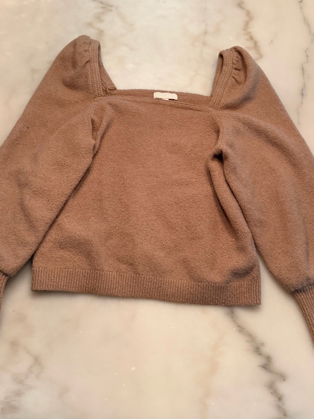 H&M Taupe Off-the-Shoulder Square Neck Sweater